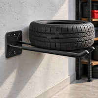 Curved Arms Tire Hook Rectangular Plate Wall-Mounted Tire Hook Mounting Holes Hanging Rack Space-Saving for Garden