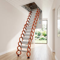 Retractable Attic Ladder Space-Saving Pull down Attic Ladder Foldable Folding Loft Staircase for Homeowners, Mezzanine