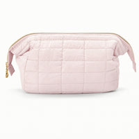 Quilted Cosmetic Bag Small Padded Makeup Bag Makeup Pouch with Zipper Portable Toiletry Pouch Soft for Women, Bathroom, Gym