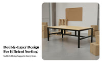 Heavy Duty Packing Table Thickened Steel Frame Double Layer Work Stable Surface and Sturdy Heavy Duty Work Bench for Mechanics, Garage, Basement