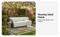 Rope Woven Sofa Set Waterresistant Rope Woven Seating Set Water Resistant Outdoor Furniture for Business Owners, Entertainers, Garden, Courtyard, rearyard
