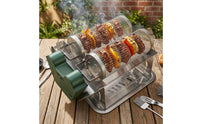 Electric Barbecue Grill Cage drips Tray Rotating BBQ Basket Rust-Resistant for Tabletop