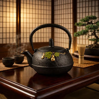 Cast Iron Tea Kettle Black Gourd Shaped Kettle Arched Handle