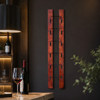Rustic Wooden Wall Mounted Wine Rack, Vintage Dark Reddish-Brown Wine Display for Kitchen & Dining Room, Home Decor Wall Wine Rack