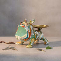 Dog Figurine Storage Tray Modern Type Dog Statue Key Holder Multipurpose Canine Storage Tray for Living Room, Office Desk