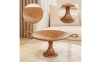 Pedestal Fruit Tray Vintage-Influenced Fruit Tray with Handles Rustic Footed Serving Bowl for Dining Table