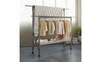 Installation-No-Installation Foldable Clothes Drying Rack Extendable Rods Adjustable Clothes Horse Large Capacity Rolling Garment Rack Heavy Duty for Students, Balcony, Bedroom, Dorm Room