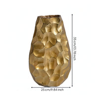 Hammered Metal Vase Faceted Flower Vase with Hammered Texture Textured for Tabletop, Living Room, Office Reception