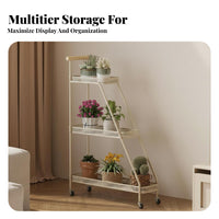 Floor-Standing Multi-Level Rolling Flower Pot Holder Movable with casters Plant Rack Space-Saving Tiered Stand Sturdy Base for Indoor Gardeners, Homeowners, Balcony, Living Room, Small Spaces, Bedroom