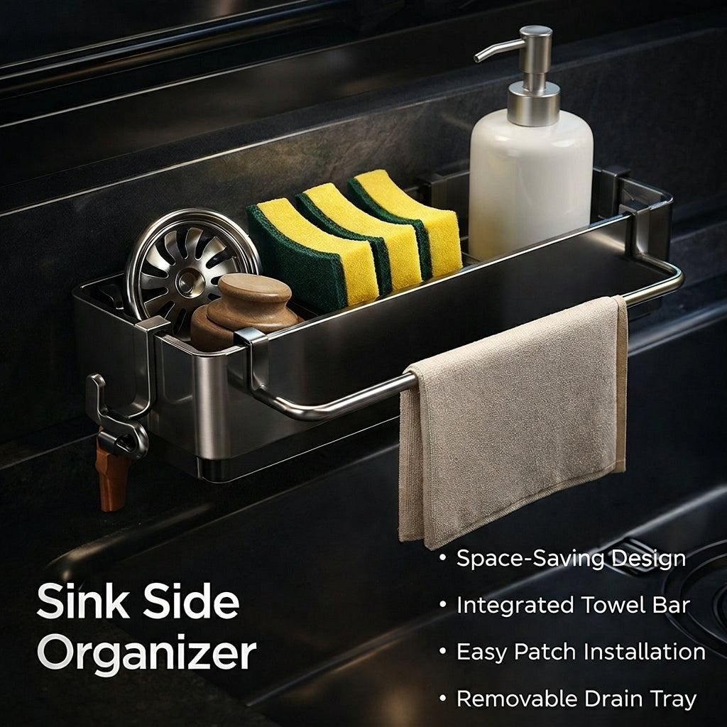 Dish Cloth Holder and Wall Mount Rack for Kitchen or Bathroom Rectangular Drain Basket with No-Drill Suction Cup