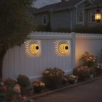 Decorative Solar Projection Wall Light with Metal Housing Wireless Solar Mandala Light Energy Saving Eco-Friendly for Courtyard