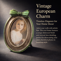 Photo Frame with Embossed Vintage Design for Home Decor, Oval Picture Display in European Style, Resin Family Wall Lightweight Decorative