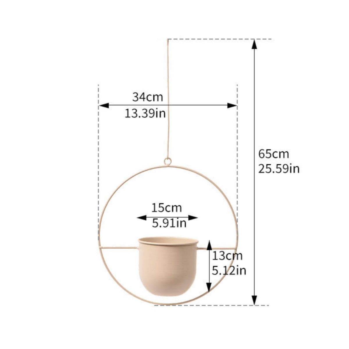 Round Iron Hanging Basket Space Saving Hanging Circle Planter Lightweight Modern Minimalist Planter for Home Stylists, Balcony, Patio