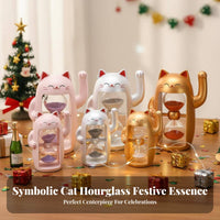 Decorative and Functional Maneki-Neko Hourglass Ornament Symbol of Luck & Prosperity Maneki-Neko Sand Timer Creative Design for Adults, Home