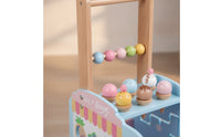 Interactive Ice Cream Truck Pusher Multi-Functional Wooden Baby Push Pusher Push Toy with Bead Maze Child-Friendly for Toddlers, Nursery