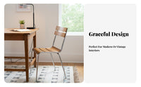 Industrial Design Slatted Back Dining Chair Retro Design Slat Back Side Chair Stackable Seating Furniture Versatile Use for Cafe Owners, Homeowners, Families, Coffee Shop, Restaurant, Living Room, Kitchen