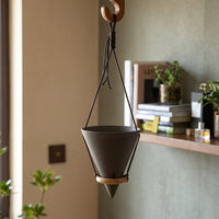 Plant Pots for Indoor Plants with a Hanging Basket Design, Triangle Cone Wall Planter for Home Office, Handmade Hanger with Drainage Hole, 1 Pack