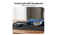 Club Cleaning Kit Carabiner Fastener Club Brush Towel Set Sports Accessory Retractable Cord Microfiber Honeycomb Weave