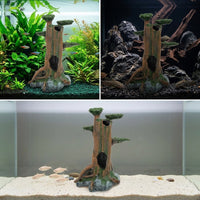 Realistic Driftwood Aquarium Cave Aquatic Tank Decorations, Hollow Tree Trunk Hideout Aquarium Ornaments, Breeding Nest for Aquatic and Reptile