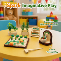 Toddler Toys Mini Garden Set, Childrens Garden Set 10.2x6.6x10cm, Girls Pretend Play Kit with Rake, Watering Can & Potted Plants
