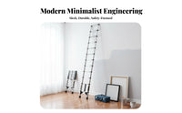 Foldable Stainless Steel Telescopic Ladder Heavy-Duty Telescoping Ladder Adjustable Height Space-Saving for DIY Enthusiasts, Professionals, Household, Construction Site, Indoors, Outdoors