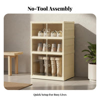 Large Capacity Installation-No-Assembly Shoe Cabinet Space-Saving Foldable Shoe Rack Closure Collapsible Plastic Shelf Easy to Clean for Apartment Dwellers, Collectors, Entryway, Bedroom, Hallway, Living Room