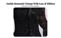 2 Pieces High-Low Hem Strapless Corset Dress with Lace Shrug without-Shoulder Design Lace-up Bustier and Skirt Set Waist Cinching Dark Romantic Outfit Ruffled Trim for Goth Enthusiasts, Young Adults, Photoshoots, Cosplay Events, Stage Performance