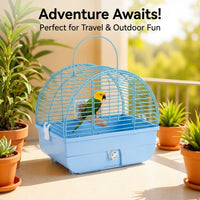 Portable Bird Cage and Travel Carrier with Handle, Parrot Parakeet Standing Perch and Tray, Other Material Portable Cage for Small Pet Outings