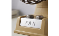Two-Speed USB Rechargeable Fan Adjustable Tilt Retro Desk Fan Vintage Style Cooling Device Front Knobs for Office, Dorm Room