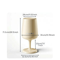 Press-Open Trash Can with Lid Tall Goblet Trash Can Sculptural Wastebasket Modern for Living Room, Home Bar, Bedroom