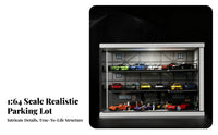 1:64 Scale Display Case Parking Garage Display Two Level Parking Model Industrial Style Dustproof Acrylic Door