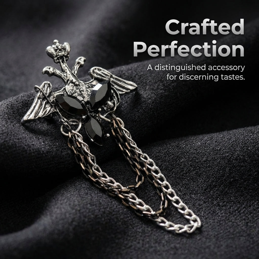 Chain Brooch Blue Gemstone, Lapel Pins Men Women, Tassel Chain Brooch Men, Tassel Chain Brooch Luxury, Regal Statement Lapel Pin, Fashion OL Brooch