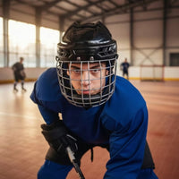 Hockey Helmet with Face Guard Cage Impact-Absorbing Full Face Hockey Helmet Hard Shell for Skaters, Rink