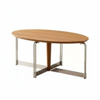 Minimalist aesthetic doublelevel Oval Accent Piece mid-centuryera Modern Aesthetic Coffee Table Space-Saving Living Room Furniture Sturdy Construction for Apartment Dwellers, Interior Design admirers, Office Managers, Lounge Area