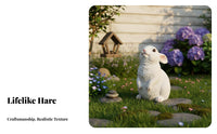 Rabbit Statue Weather-Resistant Resin Rabbit Figurine Detailed Craftsmanship