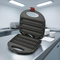 Electric Clamshell Hot Dog Grill Hinged Lid Grooved Hot Dog Cooker Foldable Folding Sausage Grill Compact