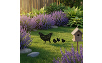 4 Pieces Hen and Chicks Garden Stakes Weather Resistant Metal Chicken Silhouette Set Weatherproof Hollow out Chicken Decor for Gardeners, Flower Bed