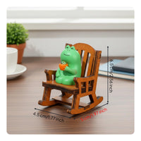 3 Pieces Frog Rocking Chair Ornament Cute House Decoration Stress Relief