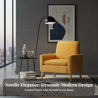 Nordic Design Upholstered Accent Chair Minimalist Design Upholstered Armchair Soft Cushion Single Sofa Comfortable Backrest for Apartment Dwellers, Homeowners, Readers, Living Room, Bedroom, Reading Nook, Balcony