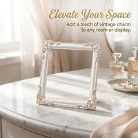 Vintage Photo Frame with Embossed Ornate Design for Display, Small Resin Picture Holder for Product Photography and Earring Jewelry