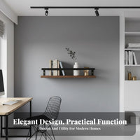 Space-Saving Railed Floating Shelf Decorative Design Floating Picture Ledge Multi-Purpose Wall Decor Easy Installation for Homeowners, Renters, Students, Living Room, Bedroom, Kitchen, Nursery