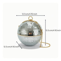 Spherical Clutch Bag Mirrored Disco Ball Purse Shimmering for Parties, Weddings