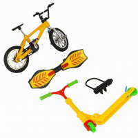 4 Pieces Mini Finger Toy Set Miniature Mini Alloy Toy Vehicle Model Folding Finger Scooter Display Plastic Details