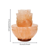 Mineral Lamp with Wooden Base Lotus-Shaped Mountain Mineral Lamp Carved Ambient for Bedside, Bedroom