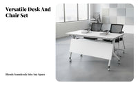Folding Training Table Foldable Top Training Table Space-Saving Mobile Fold-over Desk for Educators, Event Planners, Classroom, Meeting Room