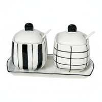 Ceramic Seasoning Pot Set Seasoning Jar Spoon Tray Set Multifunctional for Restaurant