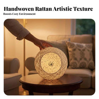 Hand-Woven Rattan Cover Lamp Cover Material Bird Nest Lamp Shade Farmhouse Decor Rattan Ball Lampshade for Homeowners, Renters, Restaurant, Cafe