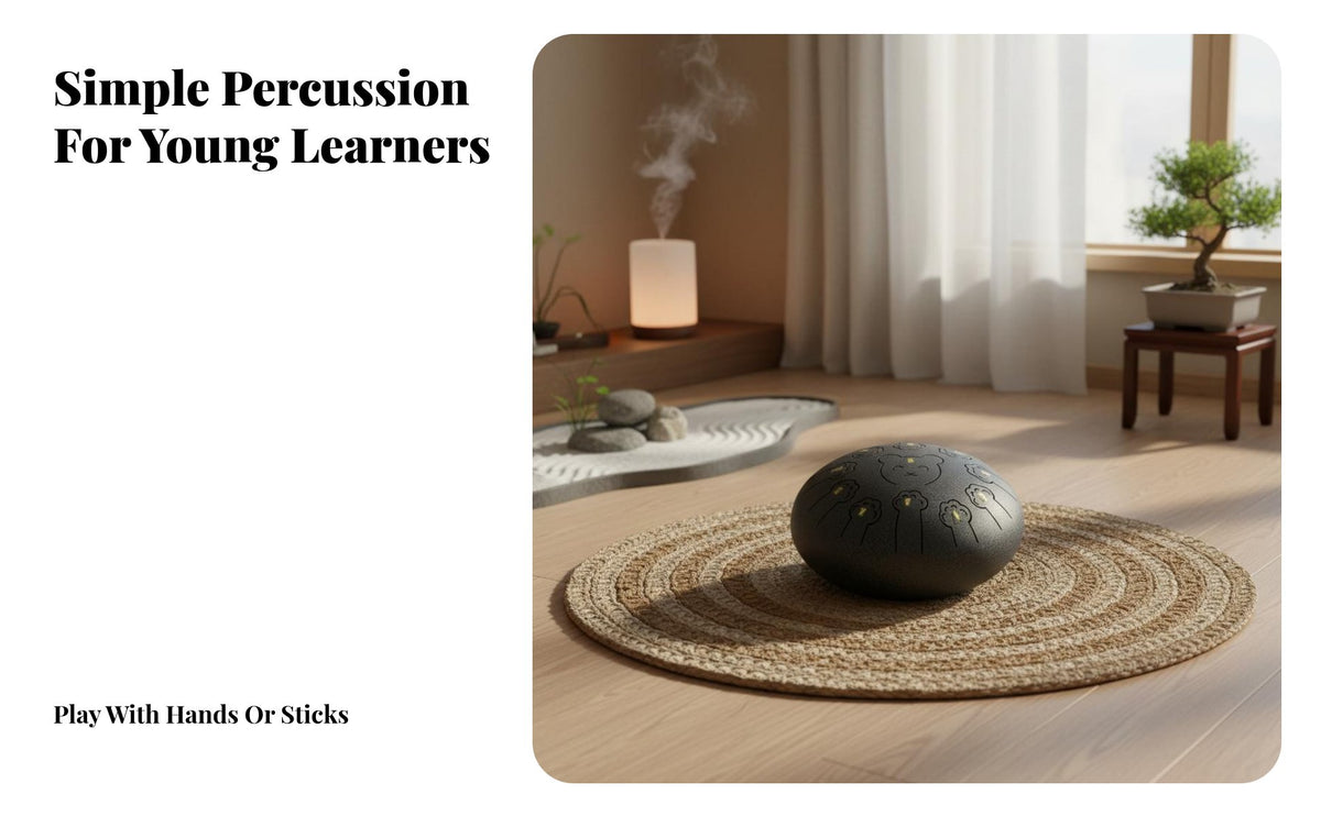 Pure Tone Bear-Themed Melody Drum Precisely Tuned Percussion Instrument Melodious Sound Handpan Easy to Learn for Mindfulness Practice Practitioners, Beginners, Music Lovers, Meditation, Home, Outdoor, Concert