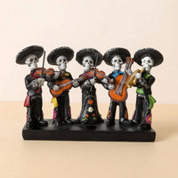 Mariachi Skeleton Figurine Halloween Skeleton Band Members Figurine Decorative Tabletop Decor for Collectors, Hosts, Day of the Dead, Mantel, Party