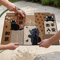 Cartoon Cat Entrance Mat PVC Coil Anti-Slip Doormat for Mud and Dirt Scraping